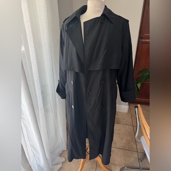 Forecaster of‎ Boston Black Trench Coat Petite 6PClassic Long Raincoat